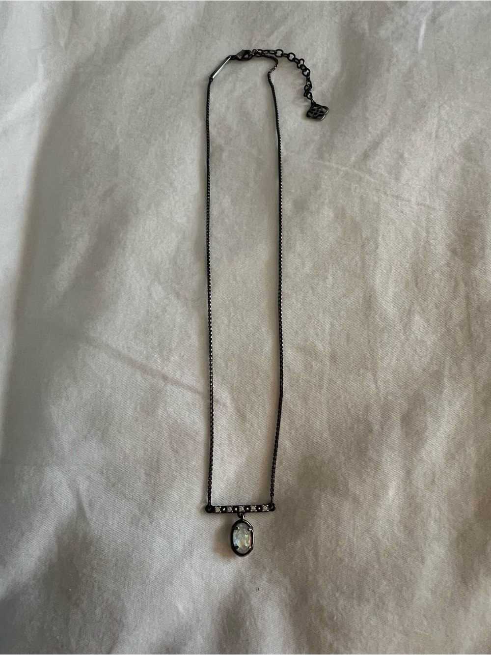 Kendra Scott- Delicate Black Chain Necklace with Opal Pendant LIKE NEW!